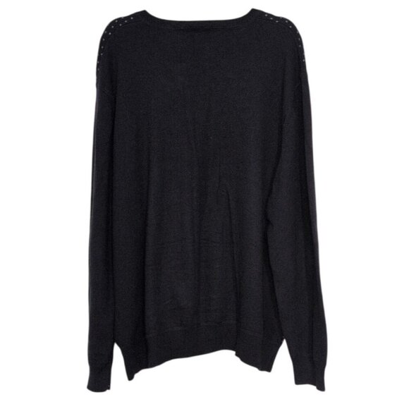 Lands End Cotton Cashmere Sweater Mens Size XL Blue Geometric V Neck Pullover - Picture 6 of 6